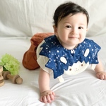 癒しのハリネズミさんのスタイ★スターネイビー★お名前刺繍もいれられる★