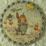 ハロウィン♪トールペイント♪レースプレート♪黒猫♪かぼちゃ♪飾り♪