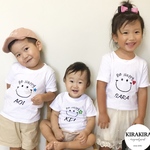  【4950円以上送料無料】Be Happy  にこちゃん  名前入りTシャツ 出産祝い おそろい 誕生日プレゼント