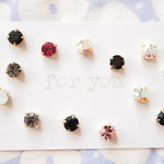 【アウトレット】*"for you"カラーストーン　樹脂ノンホールイヤリング　2個セット
