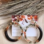 brown hoop ドライフラワー  ピアス イヤリング