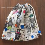 再販♡　〇一期一会の巾着祭り〇　小さめ巾着　コップ袋　巾着　北欧風クマ柄　ホワイト