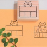 ラバースタンプ☆猫日付フレーム　H-48-42