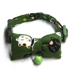 ★猫ちゃんの首輪 招き猫顔(抹茶色)