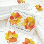 秋色 紫陽花ピアス-Red&yellow gradation flower-【レッド×イエローグラデーショ】紅葉カラー