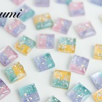 バイカラーきらきらスクエアピアス