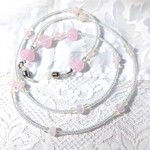 💖　Sale　¥2000⇒¥1000💖＊ベビーピンクハート❤のメガネストラップ＊ガラス＊