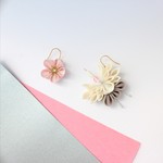 ピアス つまみ細工 祝鶴パステル《受注制作》