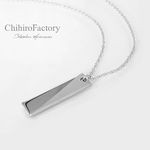 職人さんのステンレスネックレス【長方形型スラッシュ】NL-37
