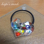 琉球ガラスのヘアゴム ♡ ハート マルチカラー① ♡ レジン 