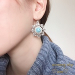 ♡再販2♡ターコイズと雪の結晶ピアス／イヤリング