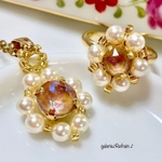   ススワロフスキー リング＆ペンダント“お花の指輪        ・お花のネックレス”【ビーズアクセサリー】ビーズリング・ビーズネックレス