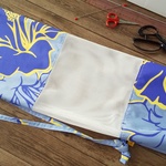 パウケース 87cm パステルカラー（淡青）ハイビスカス メッシュ仕立て 肩紐付き