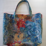 マチ付きバッグ*Mサイズ*リバティ*Marina Seaflower*ブルー＆オレンジ*28×38×10㎝