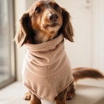 犬服　ダックスちゃんのハイネックタンクトップ　薄手　ベージュ