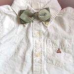 単品♡カーキ×グリーンストライプ柄のオシャレキッズ蝶ネクタイ