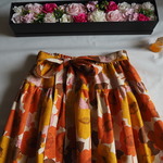  秋色花柄 ギャザースカート 1点もの♪　綿100％　ルナ🍊KyokoBrand  ⁂送料無料お買得♡