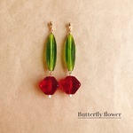 ◇ West Germany vintage LB  ◇ 大きな葉っぱと赤いりんごのピアス ◇