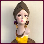 カーキブラウン 秋冬素材 ニット パイルニット ヘアターバン ヘアバンド クロスヘアターバン ターバン