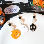 🎃 ハロウィン 🎃 つぶつぶパールとハロウィンパーツのピアス(イヤリング)