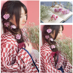 若紫の薔薇かすみヘッドドレス＊ 花  袴  振袖 浴衣  ヘア  髪飾り  卒業式   和  花飾り  成人式  成人式　ローズ　カスミソウ　アジサイ　紫陽花　#rbh-291