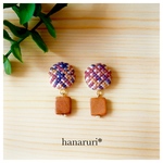 チェック柄・刺繍のイヤリングorピアス□《autumn》
