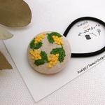  ミモザの刺繍  ヘアゴム