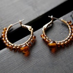 琥　珀/フープピアス/チタン