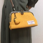 お買得品☆ハリスツイード☆車掌さんがま口☆オレンジイエロー☆本革