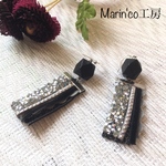 Girly❥リボンタッセル耳飾り〜BLACK〜