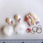 *1点限定* /ビーズ アソート/ ハンドメイド パーツ ビーズ アクリル 素材 ピアス イヤリング おおぶり 秋冬  カボション ミンクファー パール ホワイト