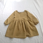 (100)ふんわりガーゼのワンピース＊からし