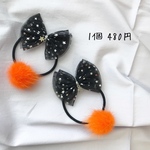 ハロウィン❤︎ブラックチュールのリボンヘアゴム