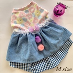 値下げ✨犬服！小型犬Mサイズ🌸 北欧フラワー  ふわふわハイウェイストワンピース2,400円→2,200円