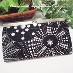 長財布　黒地　花火　クラゲ柄　アート柄