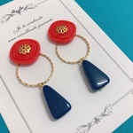 【red×blue】ビビットカラーのボタンピアス イヤリング