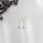 あこやバロックパールの1粒・ロングピアス