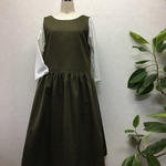 前後着用出来る♪シンプルジャンバースカート＊アンティークデニム＊カーキ色