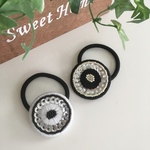 スパンコールとビーズの刺繍ヘアゴム＊ブラック