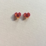 パンジーのプチピアス/イヤリング  赤紫×黄色