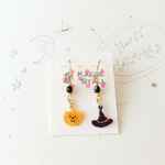 かぼちゃと帽子のピアス（イヤリング）★紫