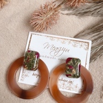 brown ドライフラワー  リング ピアス イヤリング