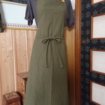 綿麻ワッシャー２ＷＡＹエプロン 　カーキ