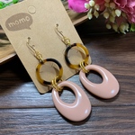 べっ甲×くすみピンクの大ぶりピアス・イヤリング♡