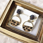 レオパードビジューピアス