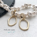 【再販】ゆがみリングのシンプルなチタンピアス ＊ゴールド＊