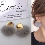 【EIMI】ゴールドプレート×ミンクファーグレー＊ ピアス/イヤリング