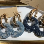 Harun❁﻿ゴールド×ダメージデニムフープピアス❁﻿イヤリング