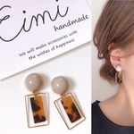 【EIMI】カーキカボション×リクタングルべっこうゴールド＊ ピアス/イヤリング