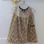 ジャズネップと起毛コットンの花柄ワンピース　イエロー　８０ｃｍ（y様用オーダー品）